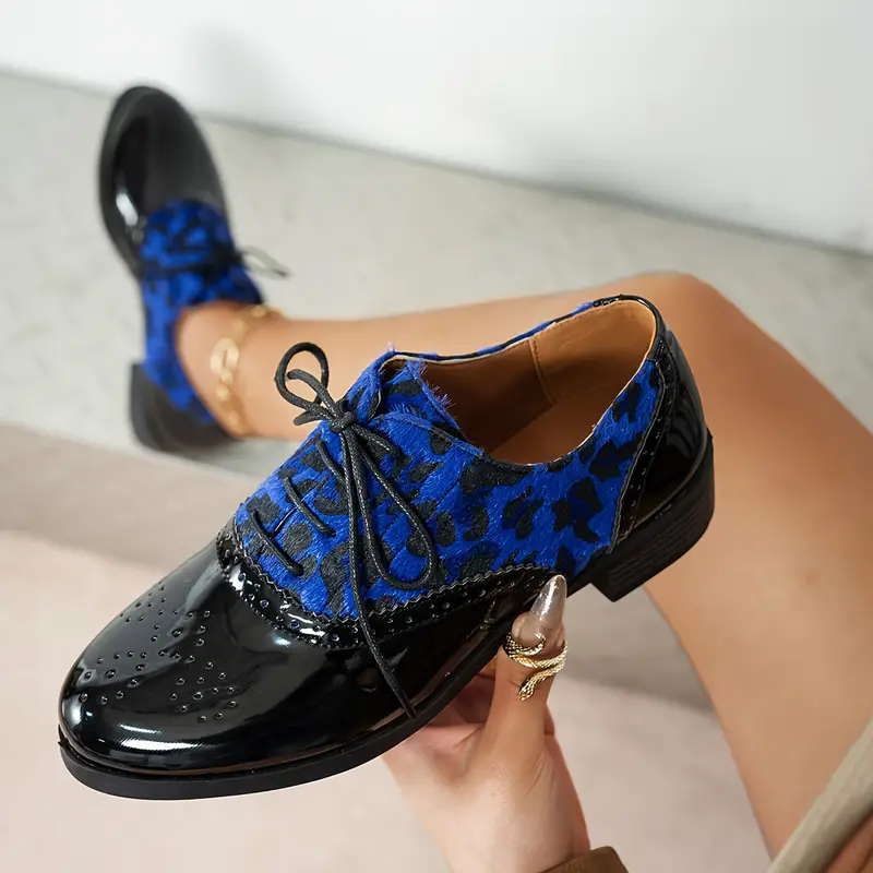 womens leopard lace brogues comfortable low heel flats - Temu womens leopard lace brogues comfortable low heel flats - Temu