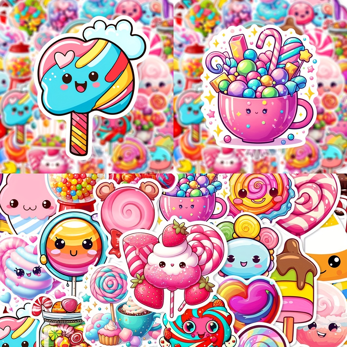 

50 Pcs Candy And Dessert Sticker Set: Decorating Your Computer, Phone, Books, And Skateboards - Diy Fun!