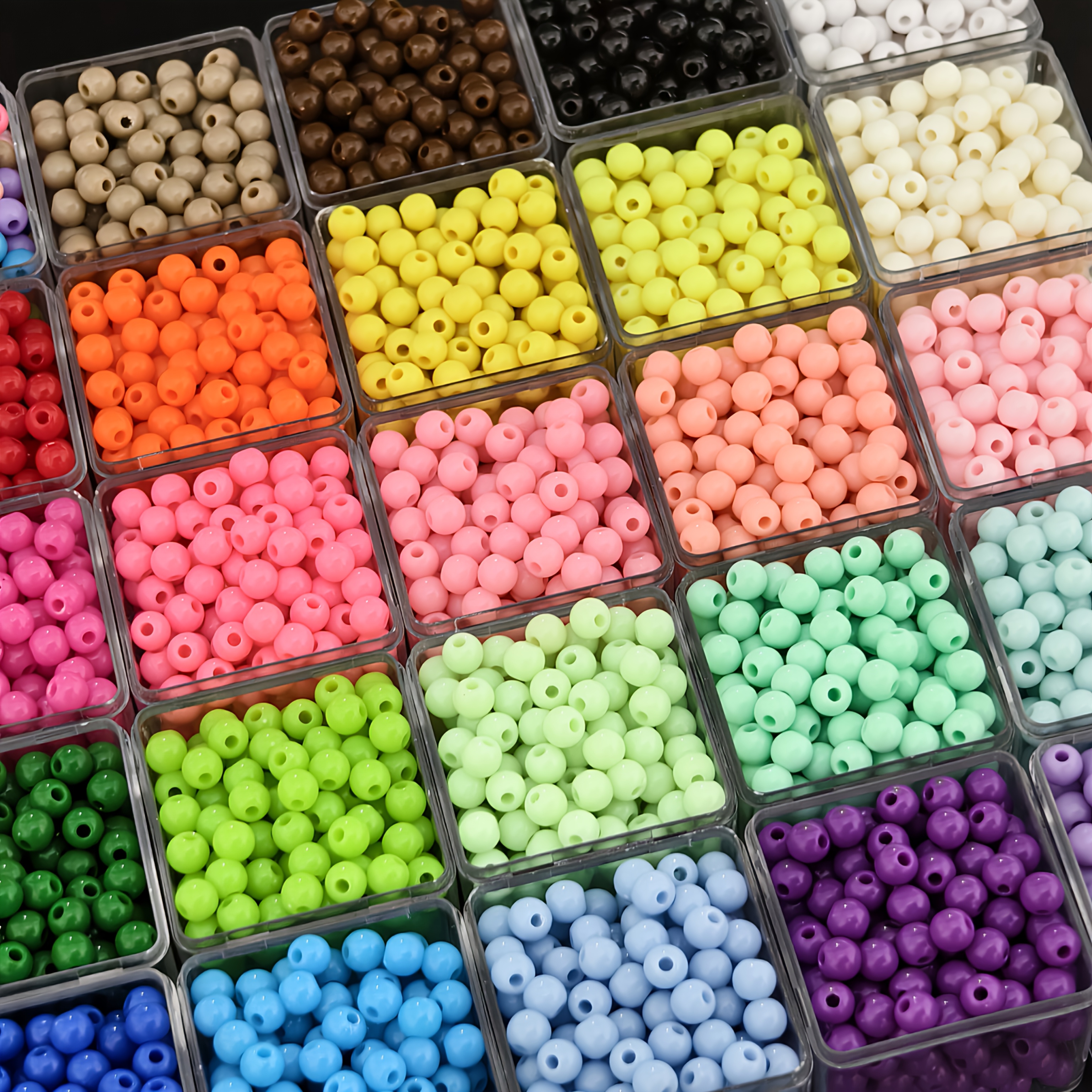 TEMU 1020pcs Of 6mm Ultra-premium Solid Color Acrylic Macaron Beads - 25 Colors Decorative Beads - Each Bead Is Uniformly Sized For Jewelry Making -