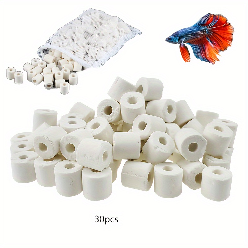 

30pcs Ceramic Aquarium Filter Rings, Fish Tank Bacteria Cultivation, Water Purification Accessories For Uncharged Power Mode