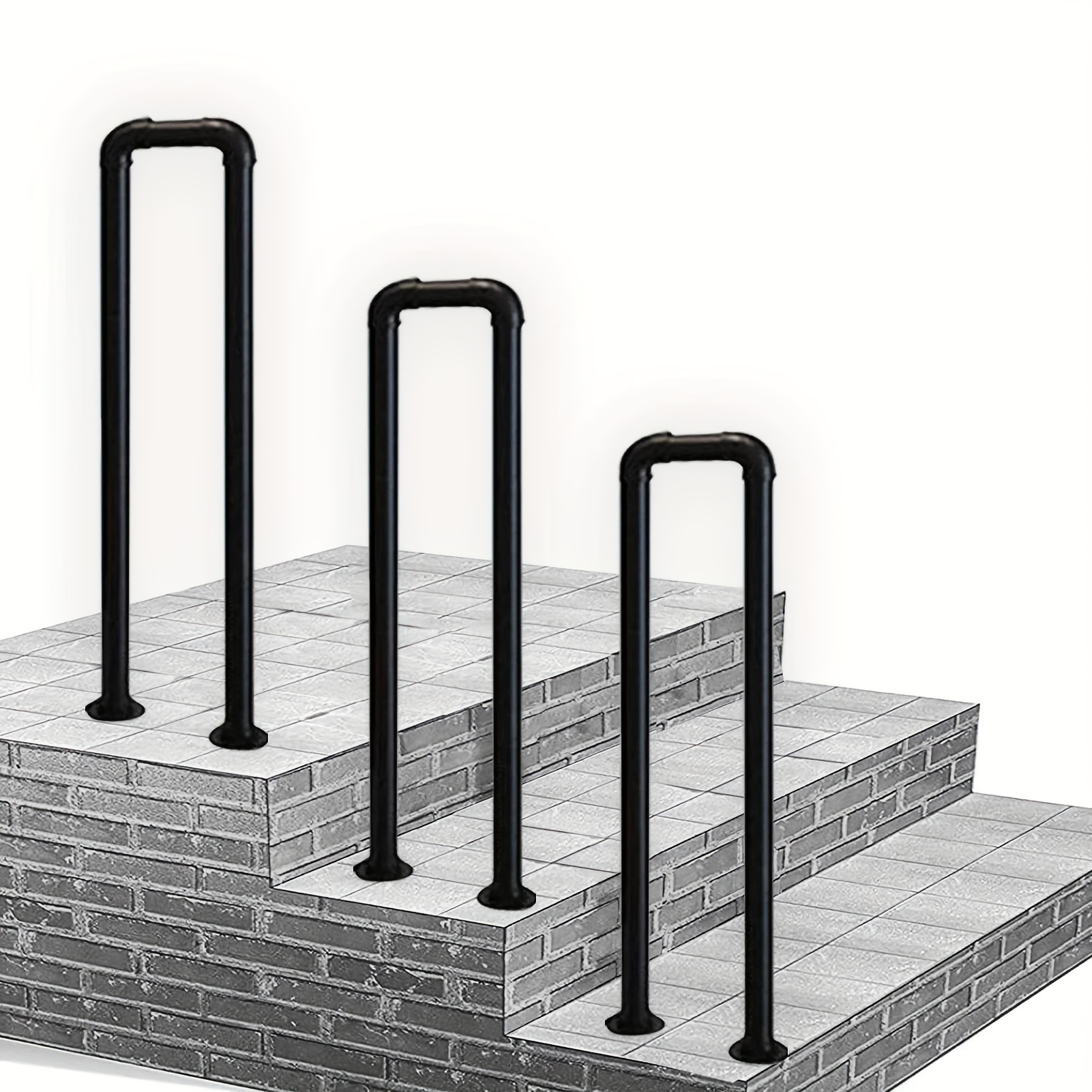 

Wrought Iron Handrail For 1 Step – Outdoor Stair Railing With Installation Kit, Powder Coated Matte Black Finish, Durable Metal Deck Handrails – Essential Safety Accessory