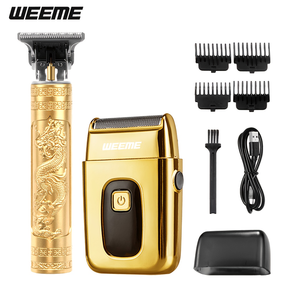 TEMU Weeme Men's Hair Clipper And Beard Trimmer 5pcs/4pcs/3pcs/2pcs Set Men's Usb-rechargeable Hair Clipper Features Battery Level Indicator,