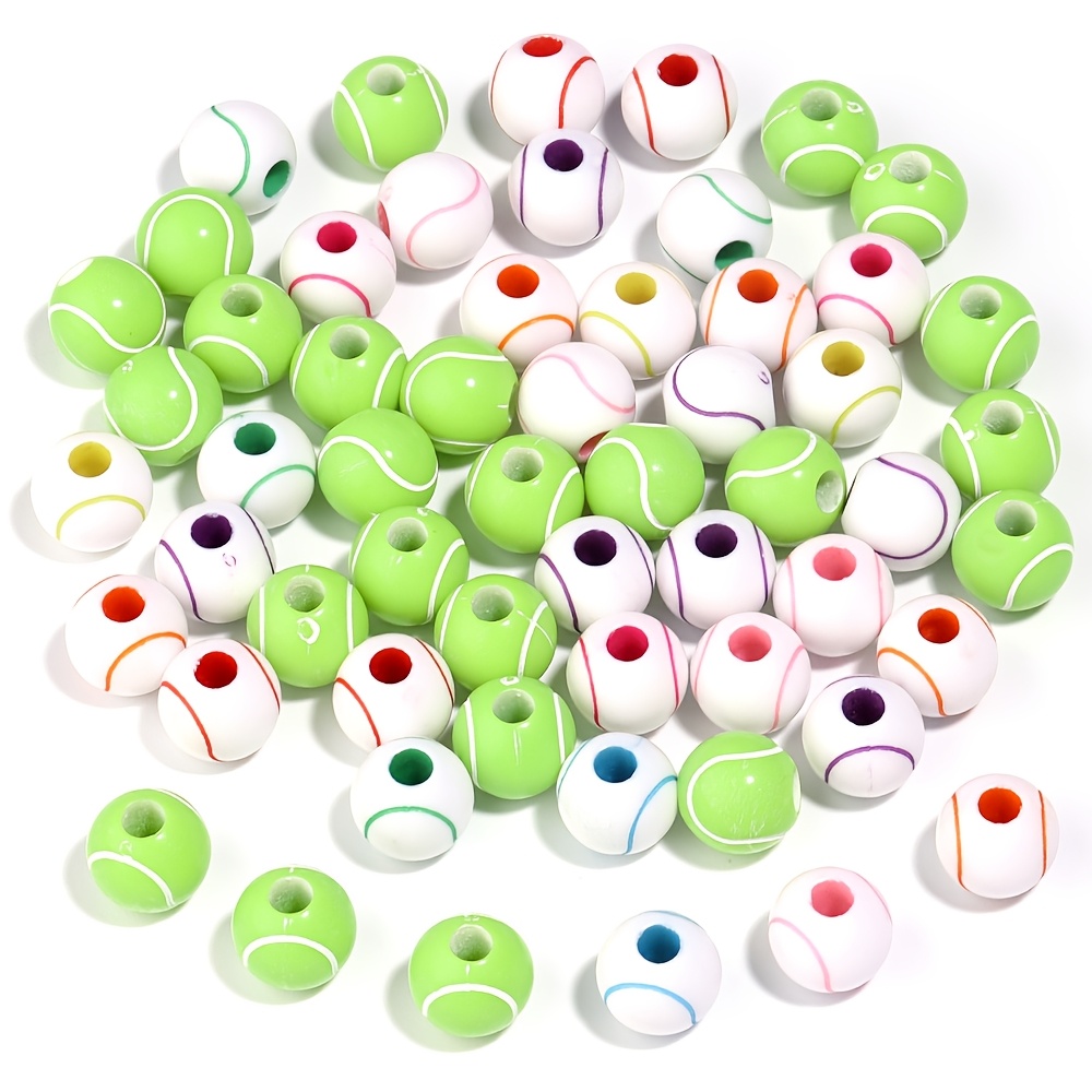 150pcs Acrylic Tennis Ball-shaped Beads for DIY Projects