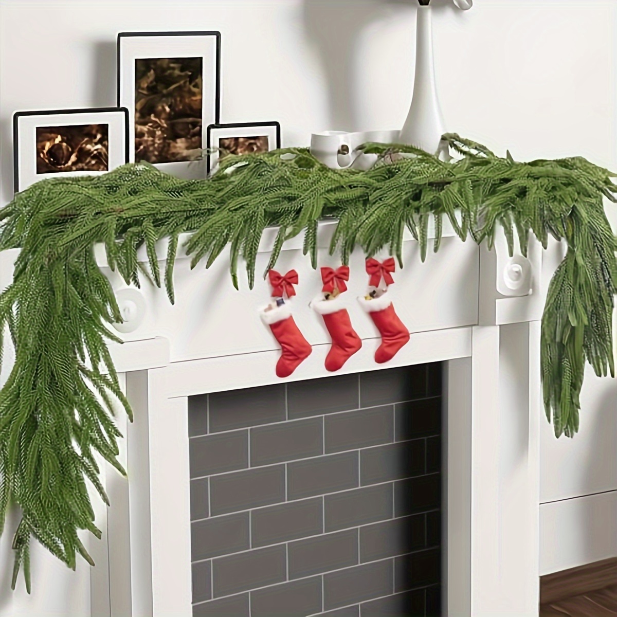 

Premium " Pine Christmas Wreath - Lifelike Artificial Pine Needle Garland For Decor, Wedding Table & Fireplace Accents, Christmas, Pine Wreath, Artificial Rattan, Home Decoration