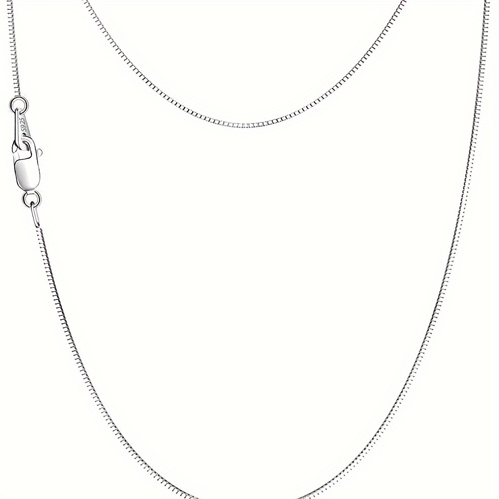 

925 Sterling Silver Necklace Ladies Girl, 0.8mm Box Chain Lobster - Slim Powerful Necklace Chain, Italian Necklace, Length 16/18//24 Inches