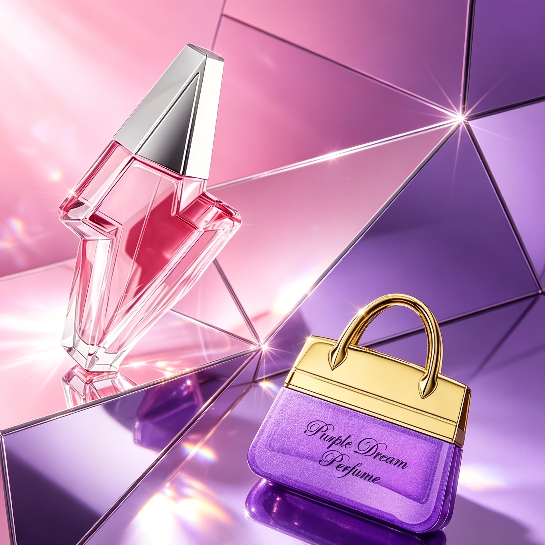 Image of 2pcs Luxury Women's Hair And Body Mist Set 80ml + 50ml Purple Handbag-shaped Women's Perfume Long-lasting Light Fragrance Notes Suitable For Mother's Day Valentine's Day Gifts For Her