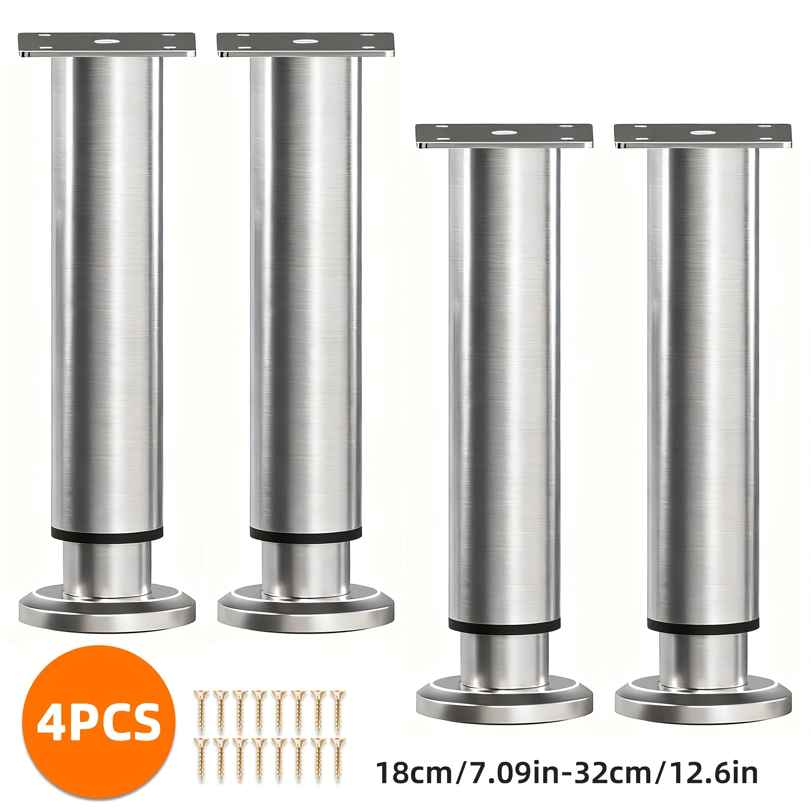 TEMU 4 Pack Stainless Steel Furniture Legs, Adjustable Height, Suitable For Cabinets, Sofas, Beds, And Various Types Of Furniture