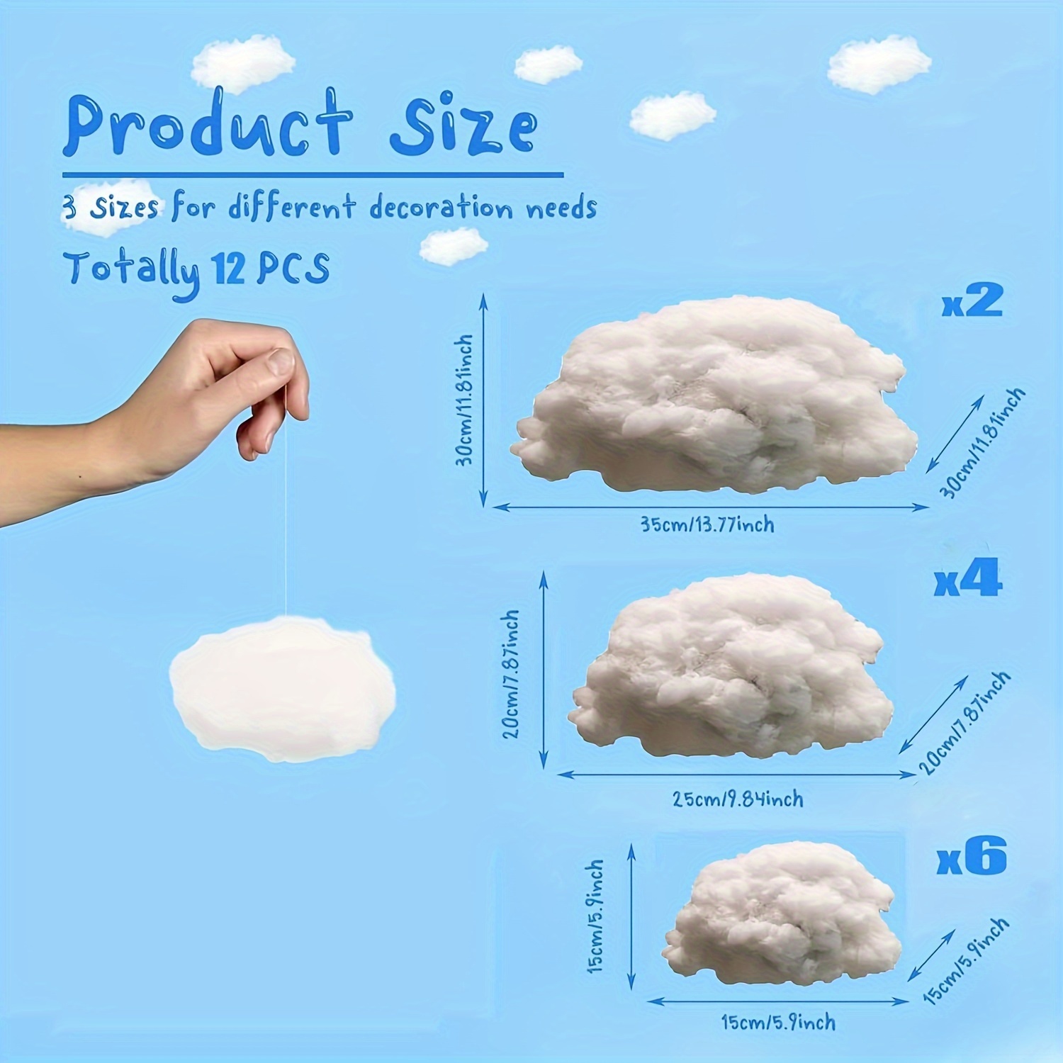 12 stck knstliche wolken requisiten 3d stoff - Temu Germany