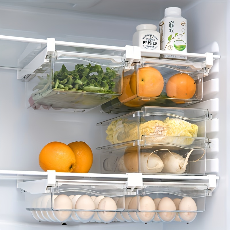 

1pc Refrigerator Storage Box, Reusable Food Grade Freezer Fresh Drawer Egg Box, Wall Hanging Space-saving Storage Box, For Kitchen Refrigerator, Kitchen Organizers And Storage, Kitchen Accessories