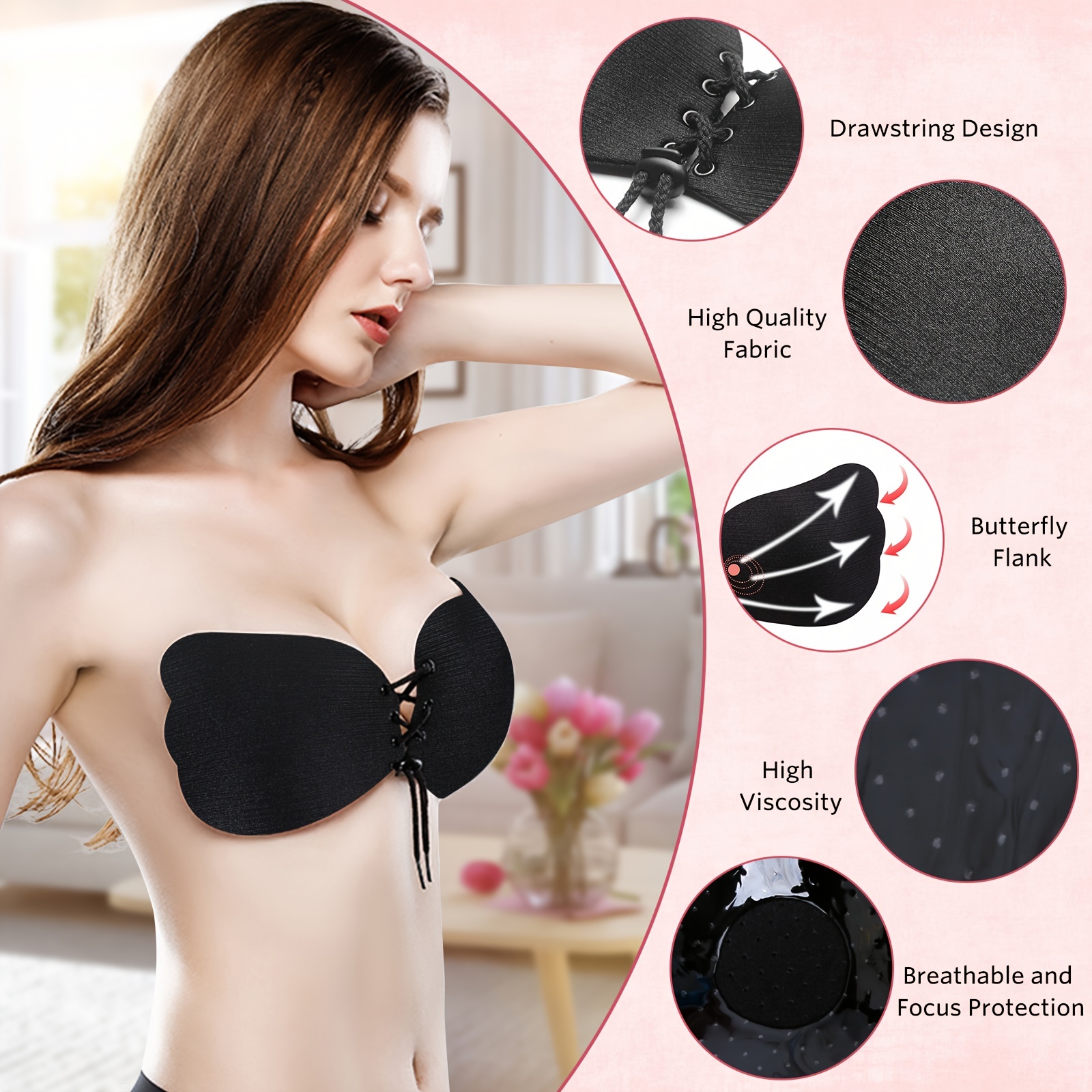 Strapless Lace Push Backless Bras Adhesive Invisible Lifting - Temu