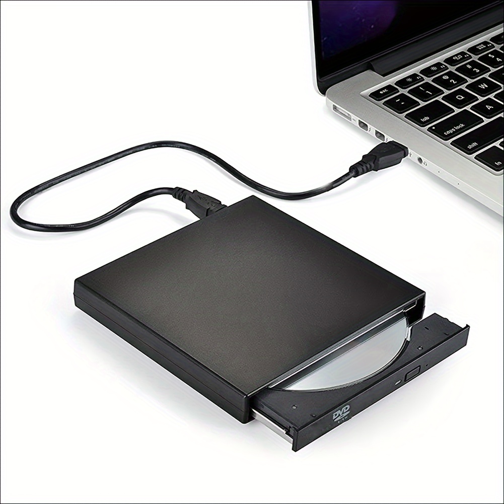 Lecteur CD DVD Externe, USB 2.0 Slim Protable Externe CD-RW Graveur DVD-RW  Graveur Lecteur pour Ordinateur Portable PC Ordinateur de Bureau, Noir 