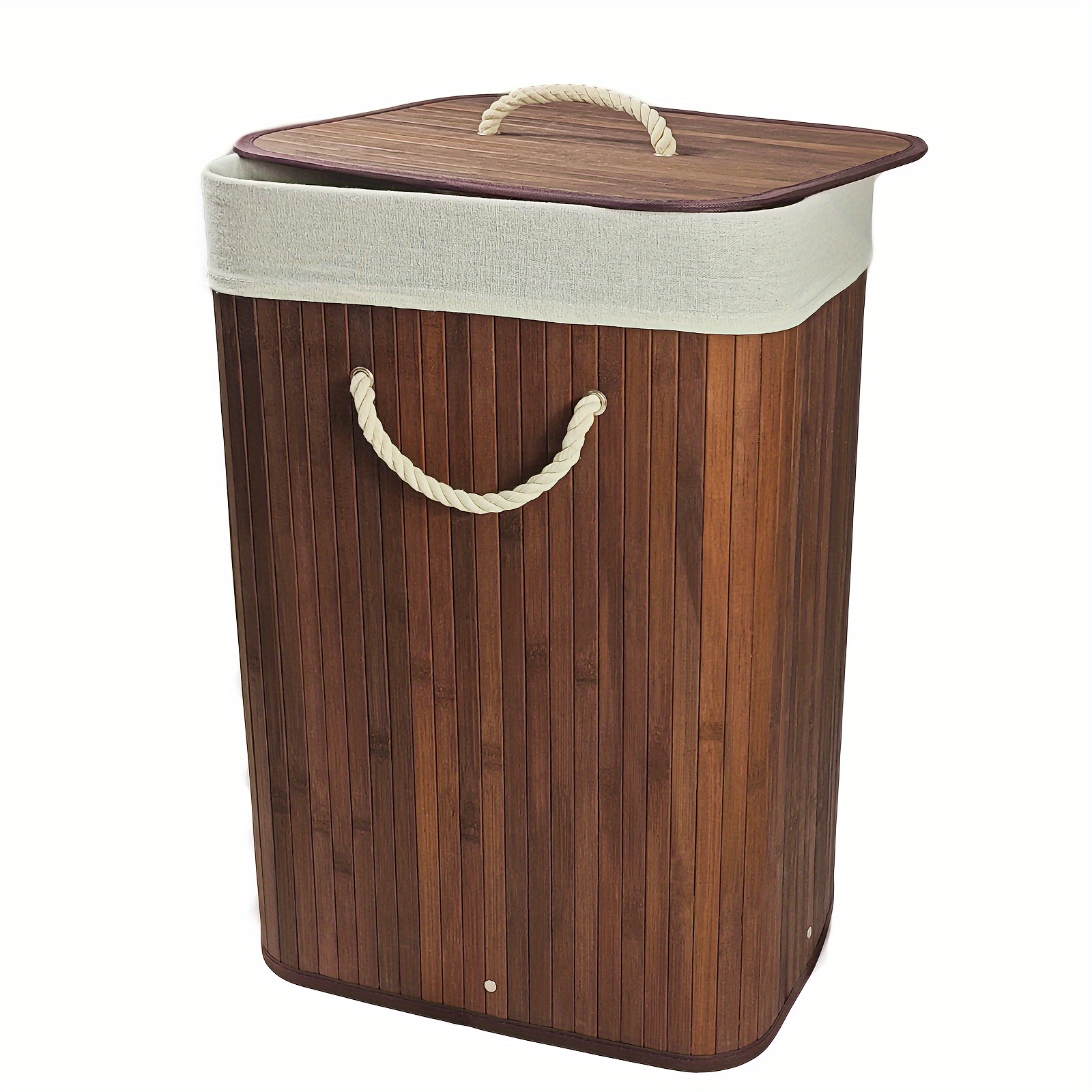 

Laundry Hamper With Lid, Bamboo Launry Basket With Handles, Foldable Storage Basket For Laundry Room, Bedroom, 72l