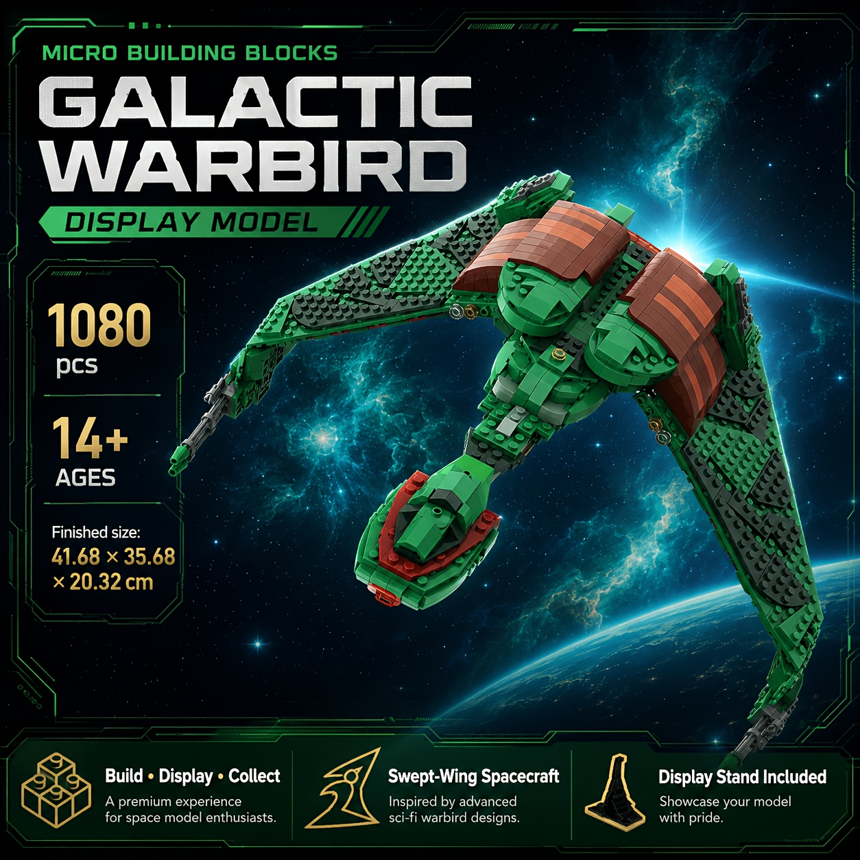 Image of [zorvathyn] 1080pcs Spaceship Building Set, Iconic Vessel, Detailed Model For Classic Series & Fans