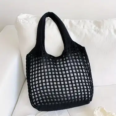 AYWTIUN Sac Crochet Femme Sac fourre-Tout en Crochet for Femmes, Sac tricoté à la Mode, Sac à bandoulière tissé de Grande capacité, Couleur Unie, Sac de Shopping Simple for la Plage d'été(White AYWTIUN Sac Crochet Femme Sac fourre-Tout en Crochet for Femmes, Sac tricoté à la Mode, Sac à bandoulière tissé de Grande capacité, Couleur Unie, Sac de Shopping Simple for la Plage d'été(White