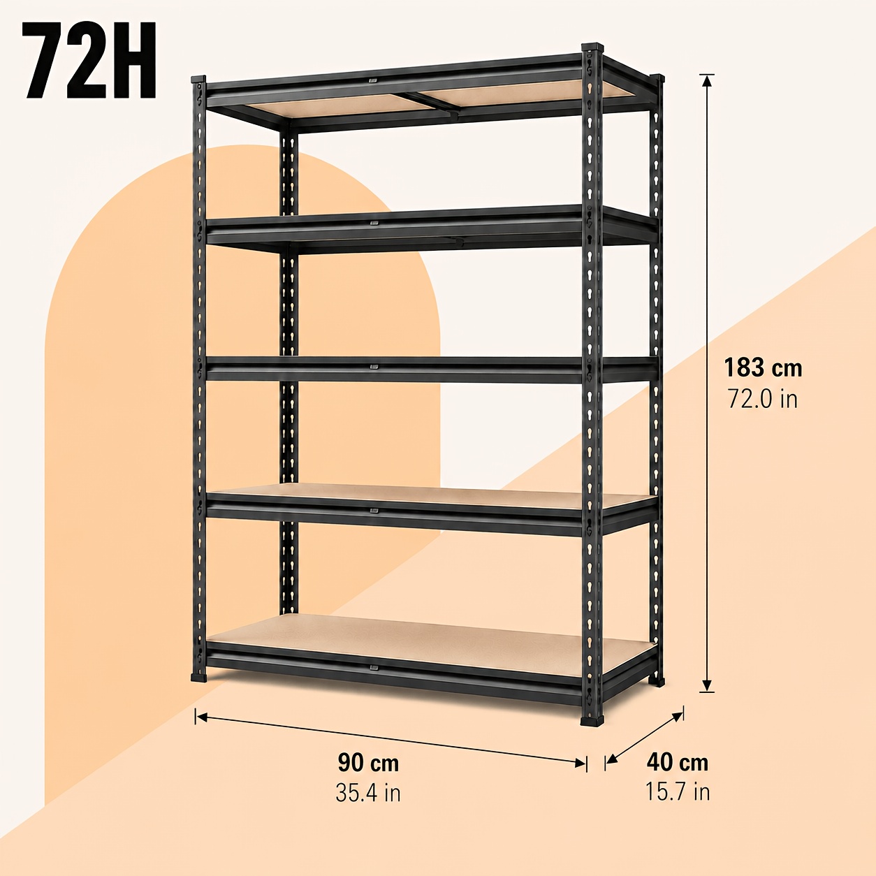 72" H Heavy Duty Storage Rack, 2000lbs Adjustable 5-tier Metal Shelving Unit, 35.51"w X 11.89"d X 72"h, Utility Organizer For Garage, Basement, Pantry & Industrial Storage, Standing Shelf