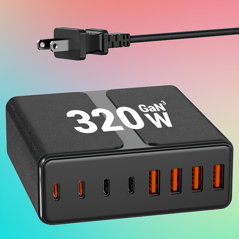 TEMU 320w Fast Charger 8 Port Pd Fast Charger Laptop Power Adapter, 65w Laptop Charger Compatible Tablet, Cell Phone Multiple Models, Portable