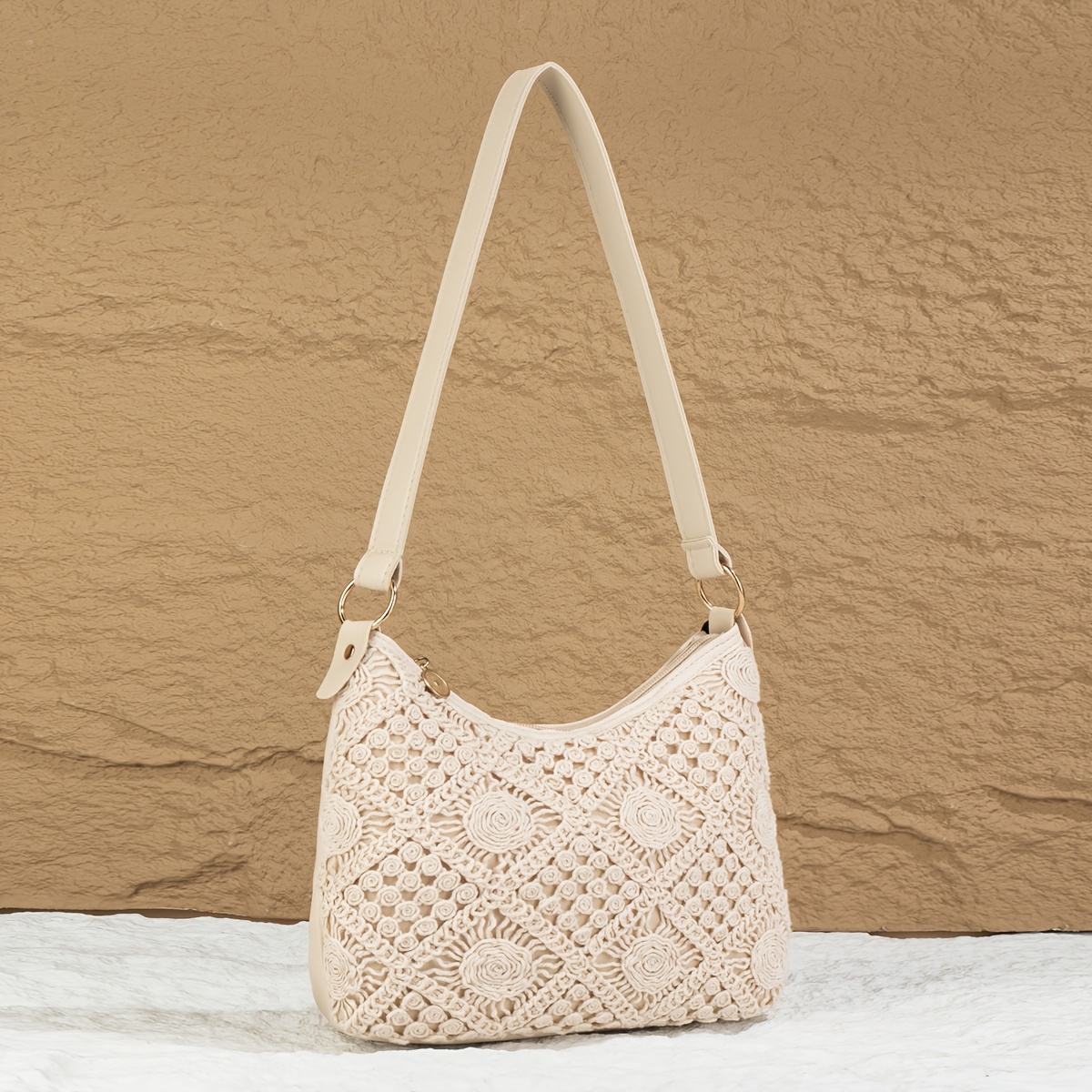 Summer Hollow Woven Bag, Women's Beach Vacation Bag, Large Capacity Single Shoulder Handbag