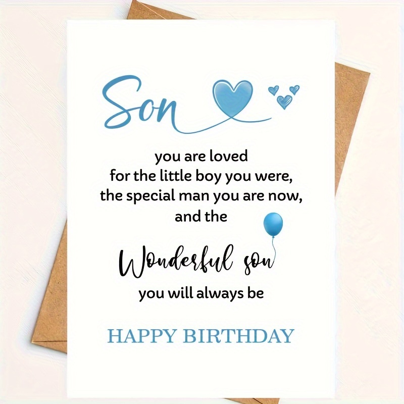 

Birthday Greeting Card For Son From Parents - Loving Sentiment For Adult Son - Elegant Birthday Card With Envelope - Special Wishes For Your Wonderful Son - Celebratory Birthday Card For Grown Sons