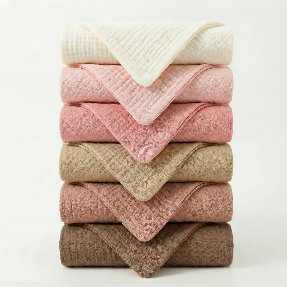 [6 Colors 6pcs] Soft Gauze Edge Square Towels With Hooks For , Absorbent And Breathable Non-shedding Face Towels, Mother And -friendly Wipes, Kitchen Bathroom Cleaning Towels, Daily Use Towels