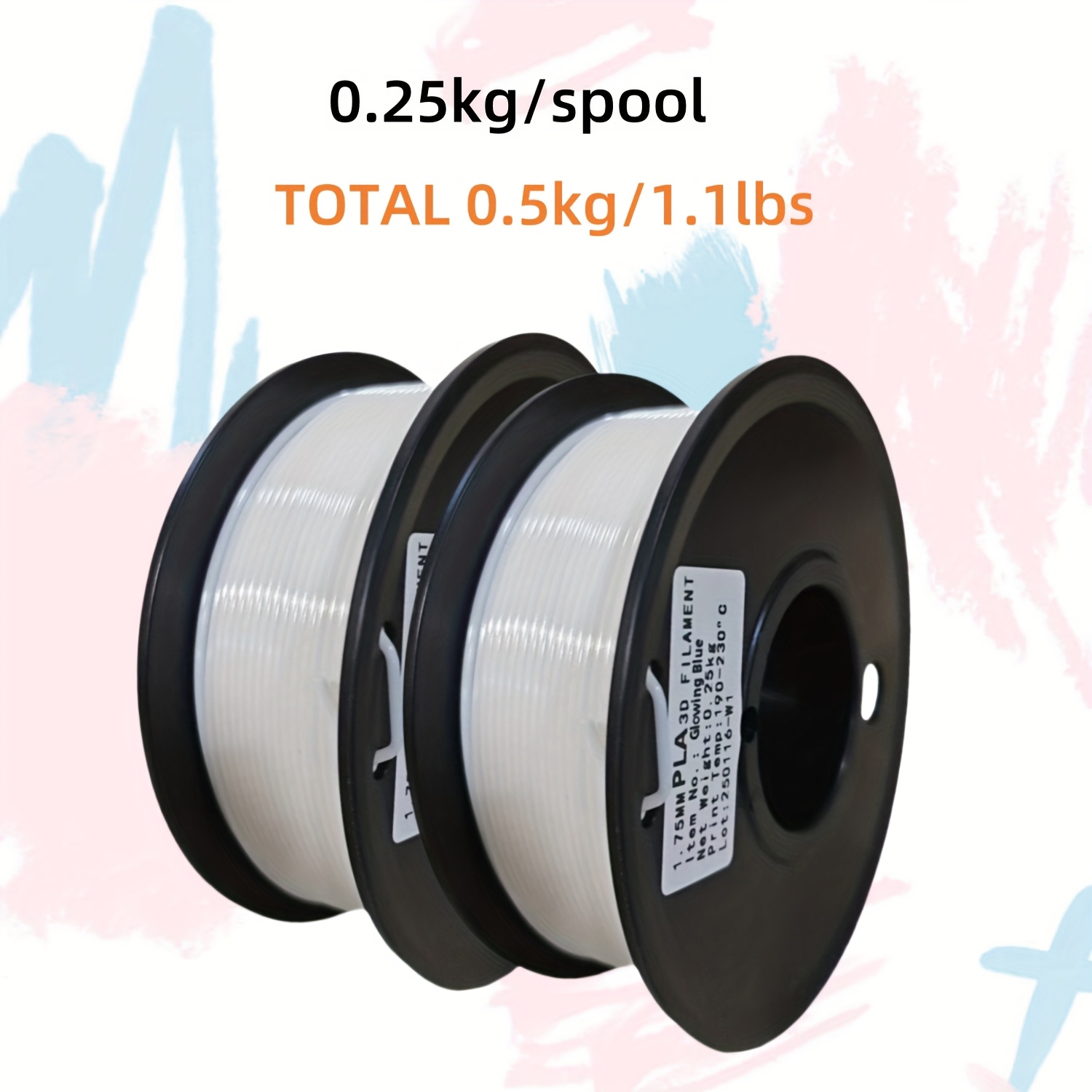 Image of Glow In The Dark Pla Filament Bundle 1.75mm, 2 Spools Pla Luminous Green Luminous Blue 0.25kg (0.55lb) Spool, Total 0.5kg/1.1lbs, Dimensional Accuracy +/- Mm