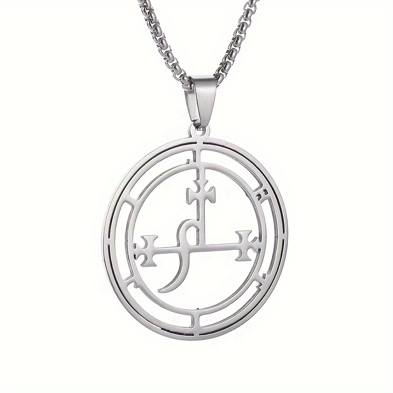 Image of 1pc Of Stainless Steel Necklace With Pendant, Featuring A And A , A Protective Amulet Jewelry For Both Men And Women.