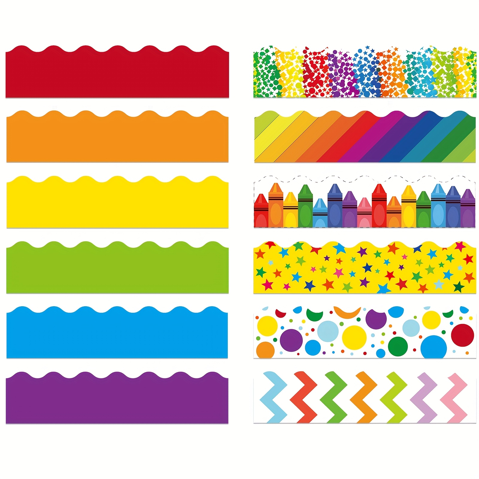 JarThenaAMCS 32.8Ft Mountain Bulletin Board Border Colorful Mountain Tree Die Cut Trim Border Roll For School Classroom Chalkboard Party Decoration