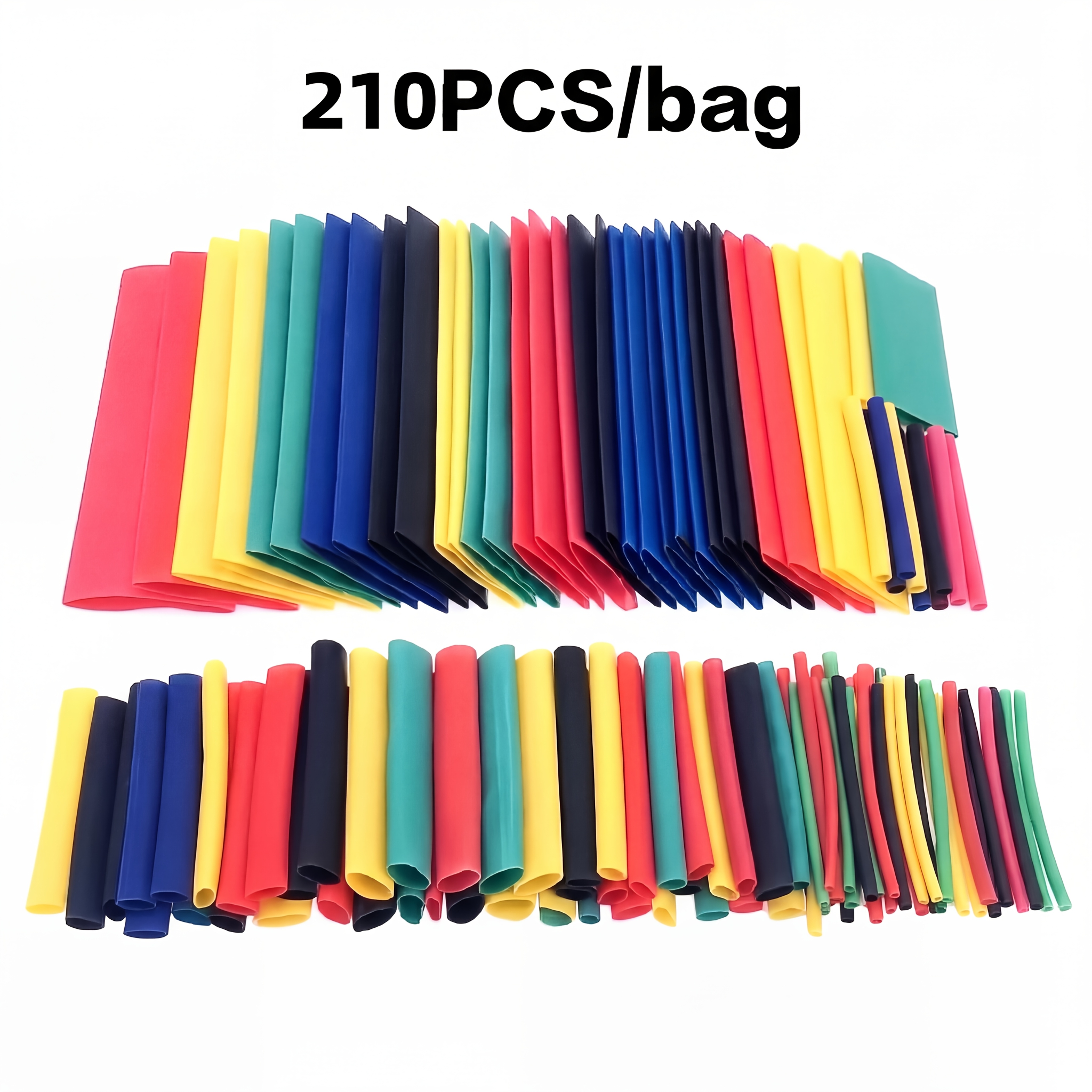 TEMU 210pcs Heat-resistant Tubing, Polyolefin Shrinkable 2:1 Ratio, For Electrical Cable Connectors Protection, Home/outdoor Use, Multiple Sizes Gift
