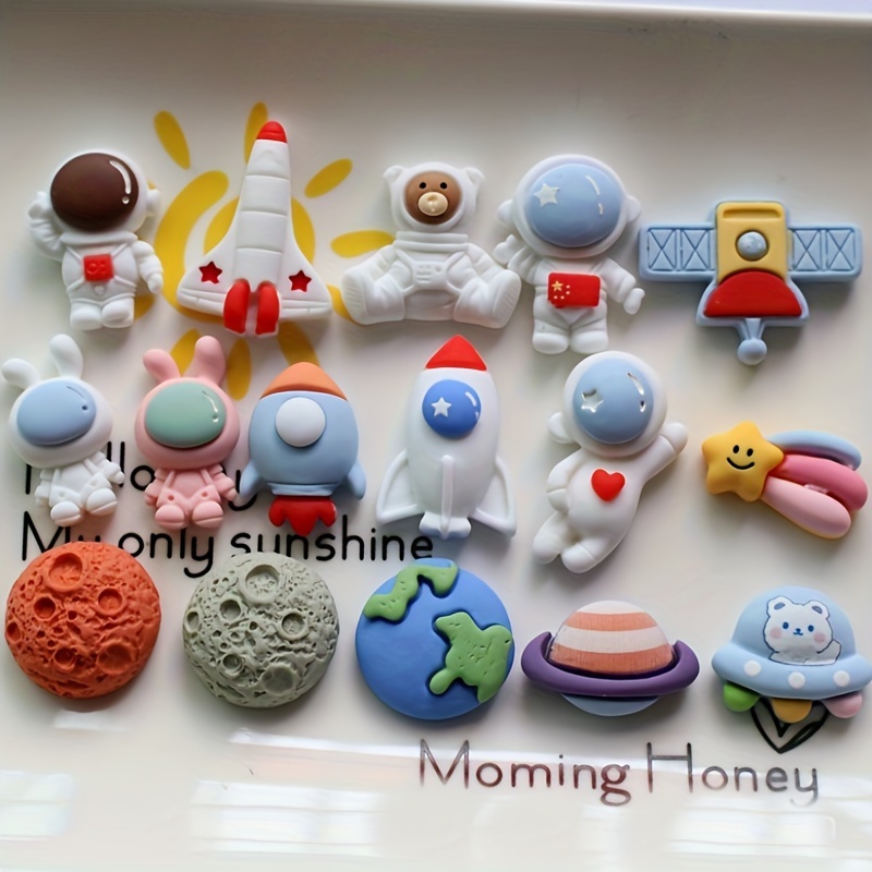 

16pcs, Resin Diy Space Themed Decor Set, Colorful Miniature Astronauts, , And Planets For Crafts And Party Favors