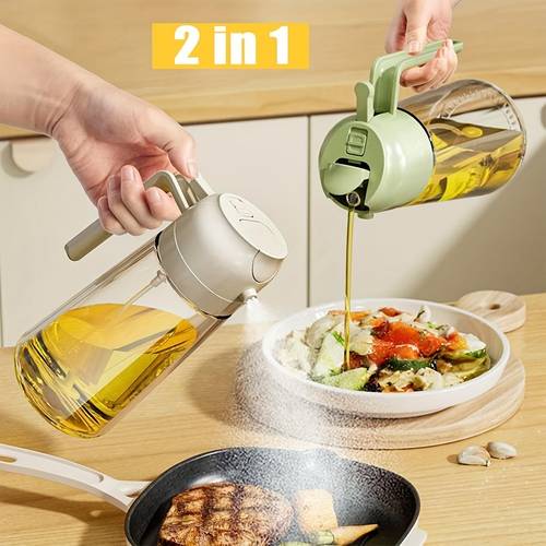 2pcs kitchenmaiden 2 in 1 oil dispenser 2 in 1 oil dispenser and oil sprayer 470ml kitchen 2 in 1 oil sprayer and dispenser bottle