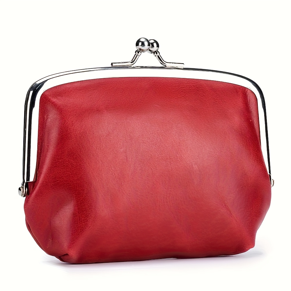   womens retro genuine leather coin purse large capacity double clip storage bag with golden clasp   organizer for lipstick   cards black