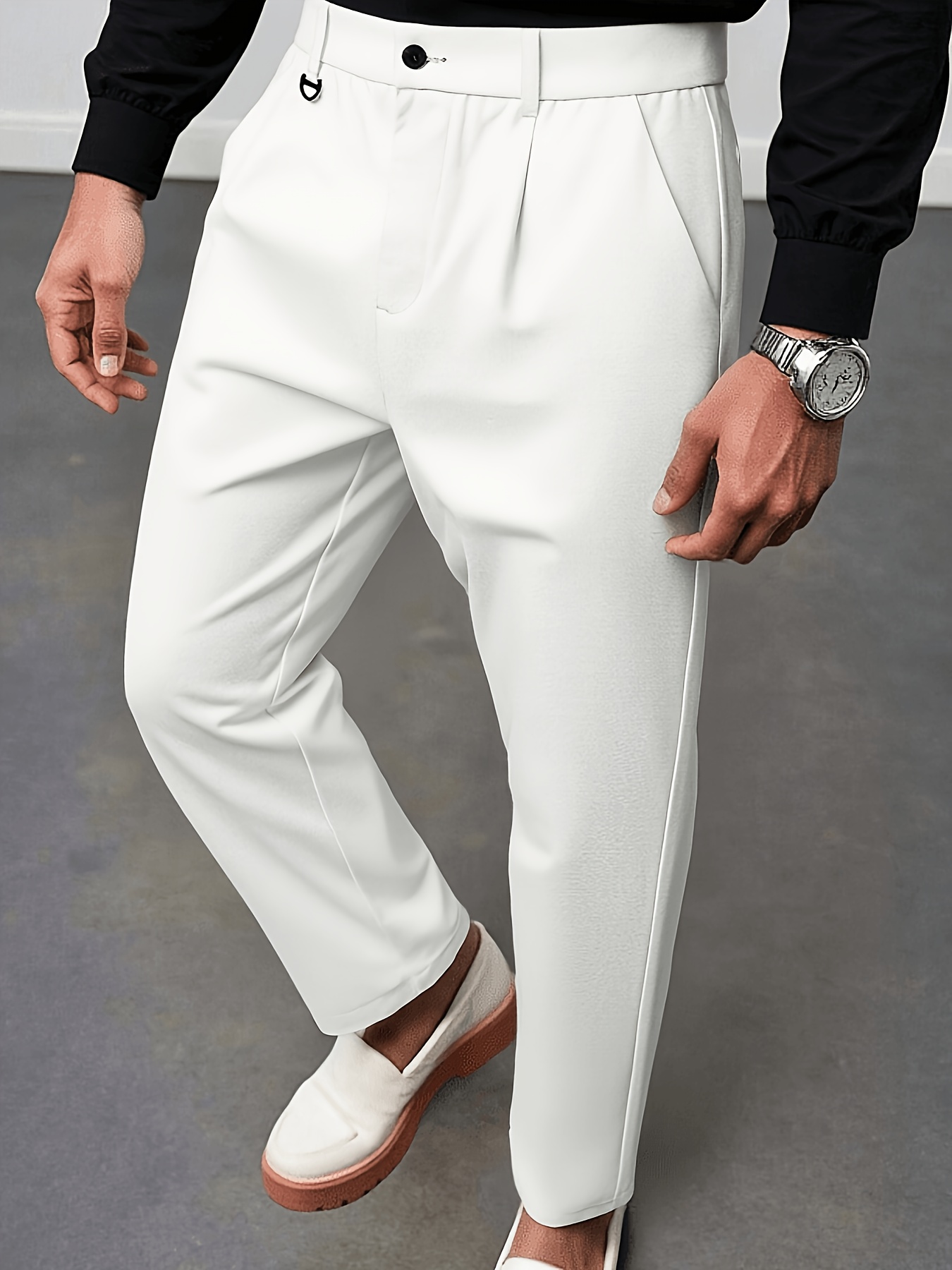 mens high end business casual trousers for spring and summer suitable for formal   white 0