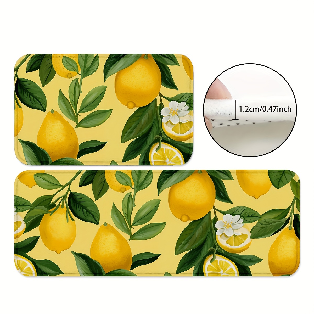 

1/2pcs, Lemons Kitchen Rugs, Non Slip Washable Thicken Kitchen Mat, Kitchen Carpet Rugs For Kitchen Floor, Kitchen Mats For Floor Kitchen Rugs Non Slip Kitchen Runner Rug, Home Decor, Room Decor