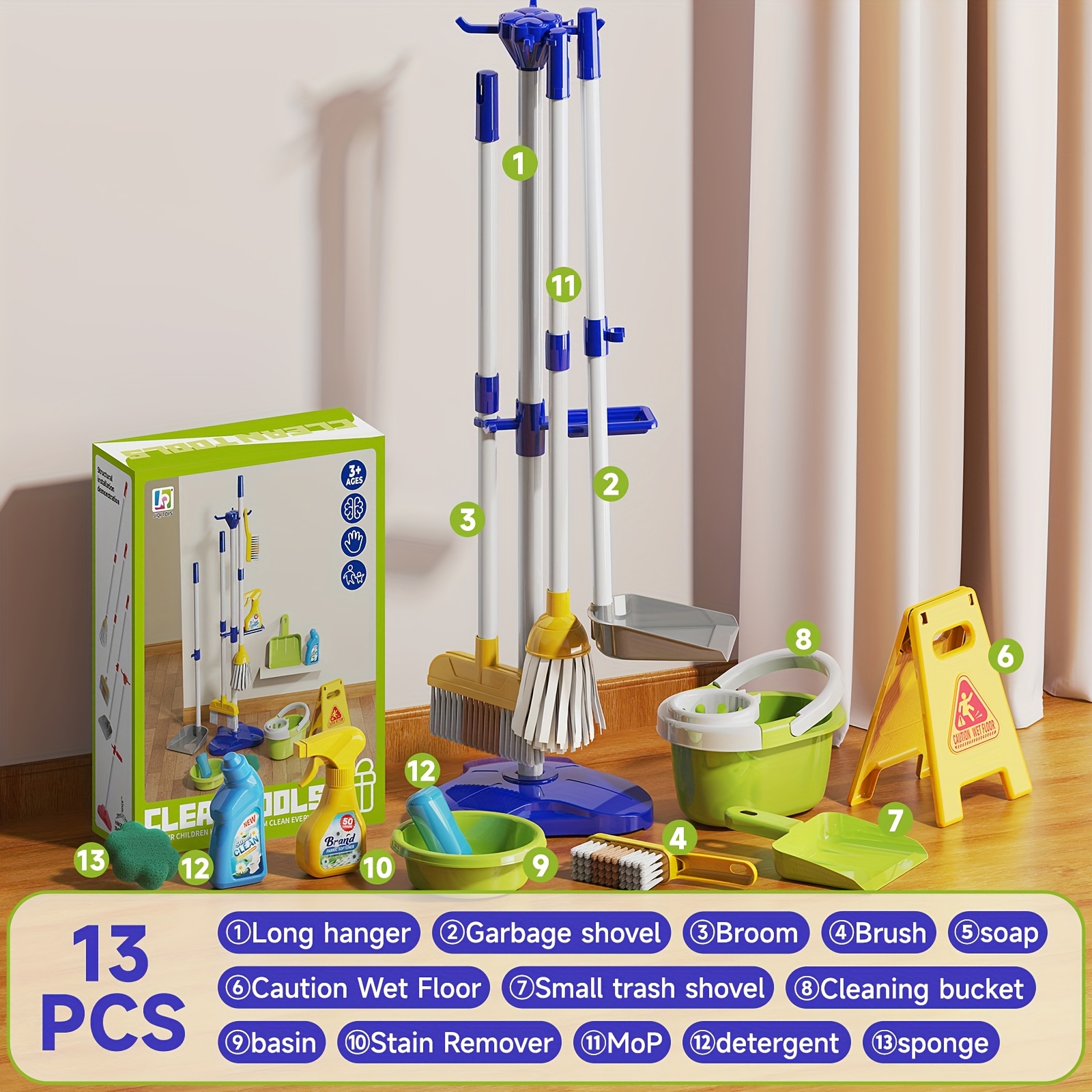 8pcs/13pcs Simulation Family Cleaning Toy Set