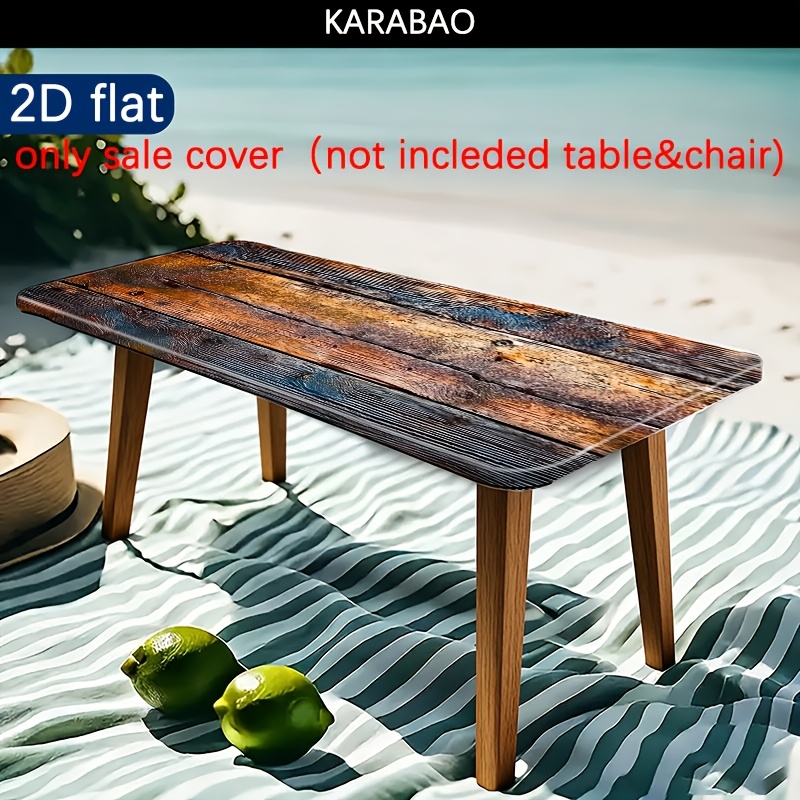 TEMU 1pc Design Tablecloth, Vintage Wood Texture Tablecloth - Suitable For Stretchable Desktop Decoration, Adds Atmosphere, Colorful Outdoor Table