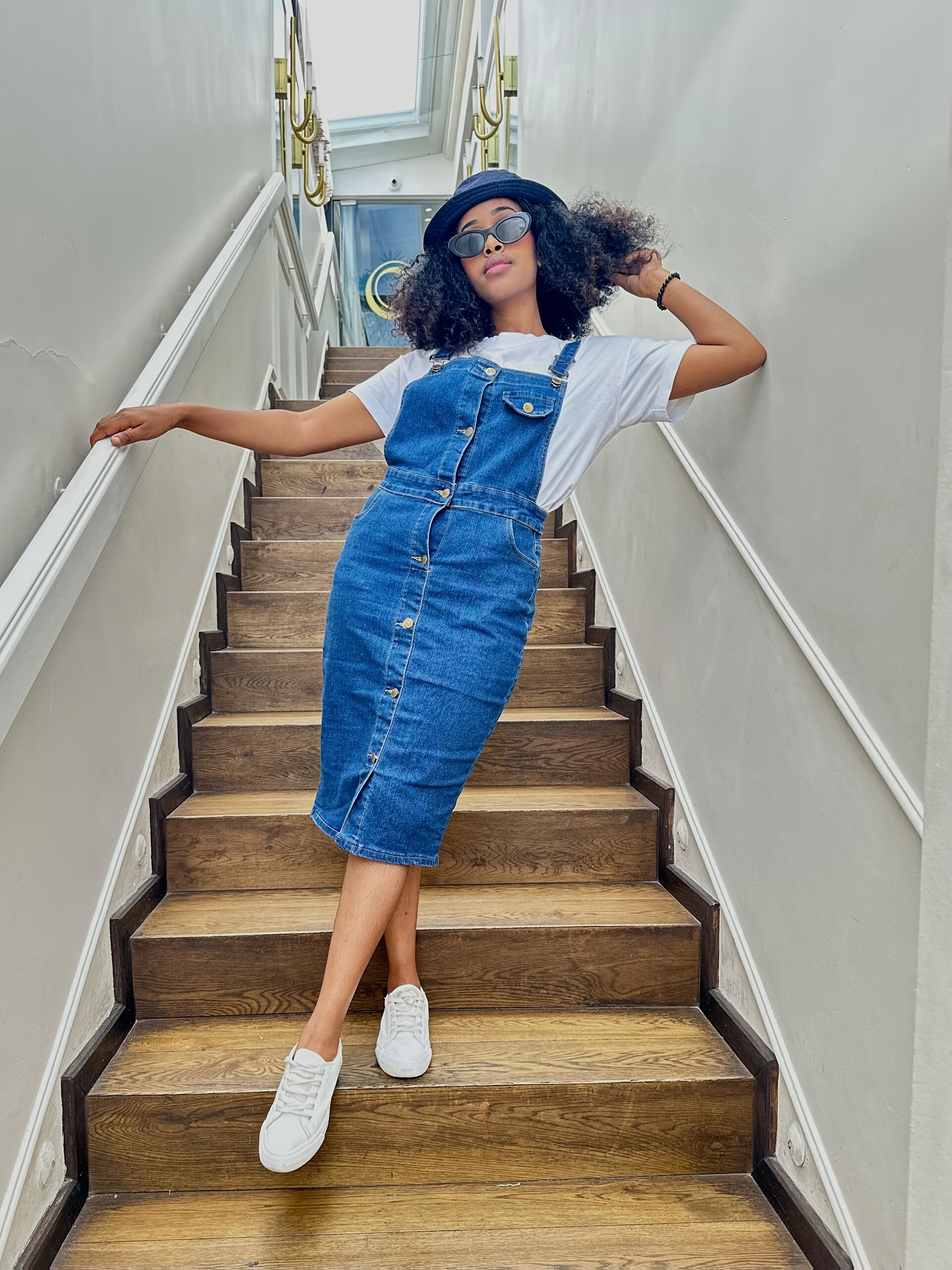 Women's Fitted Denim Overalls Dress Casual Denim Overalls Dress