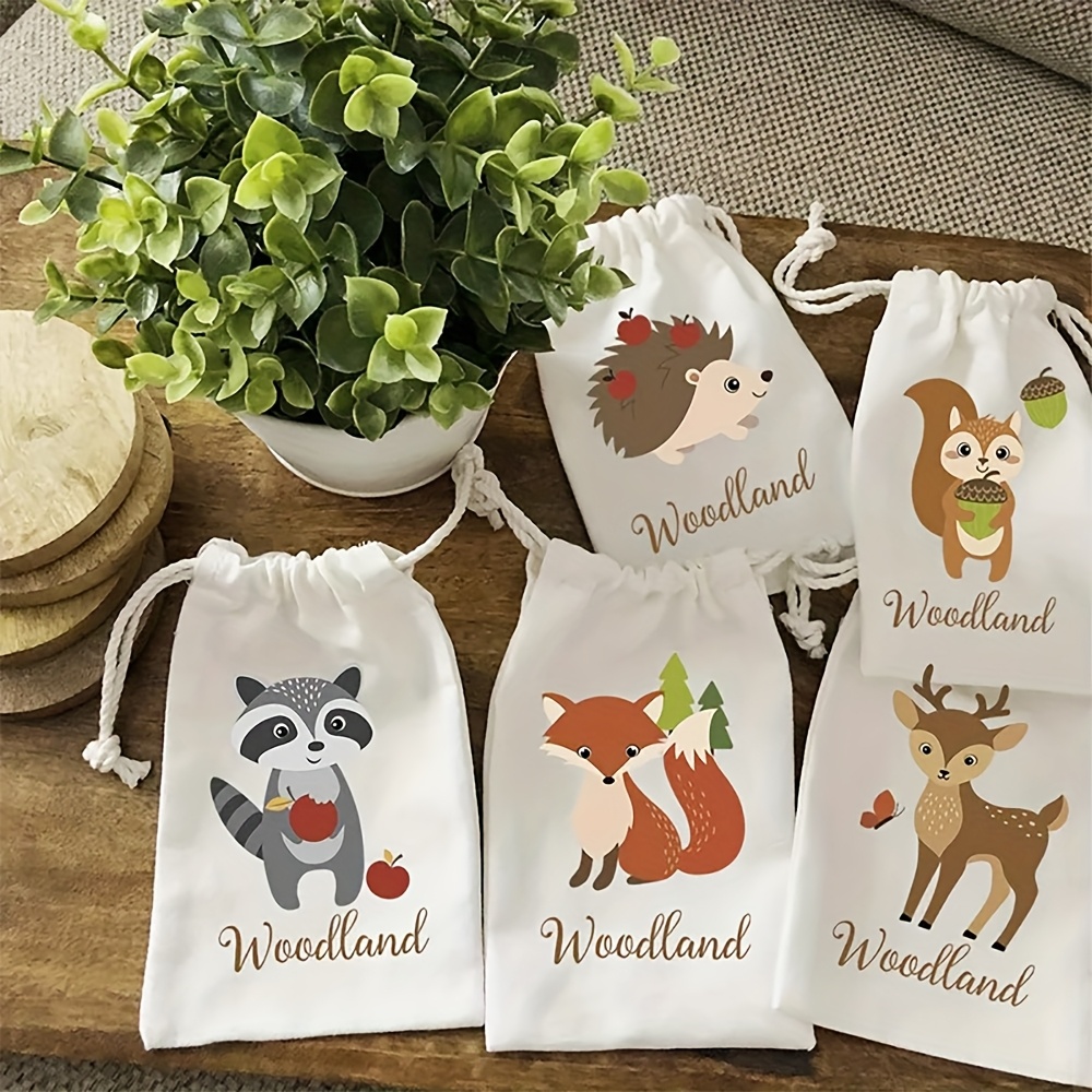 TEMU 5 buste regalo Creature della Foresta - Volpe, , , e Procione Design con marchio "Forestale" - per Feste di Bambini, Compleanni e Decorazioni di