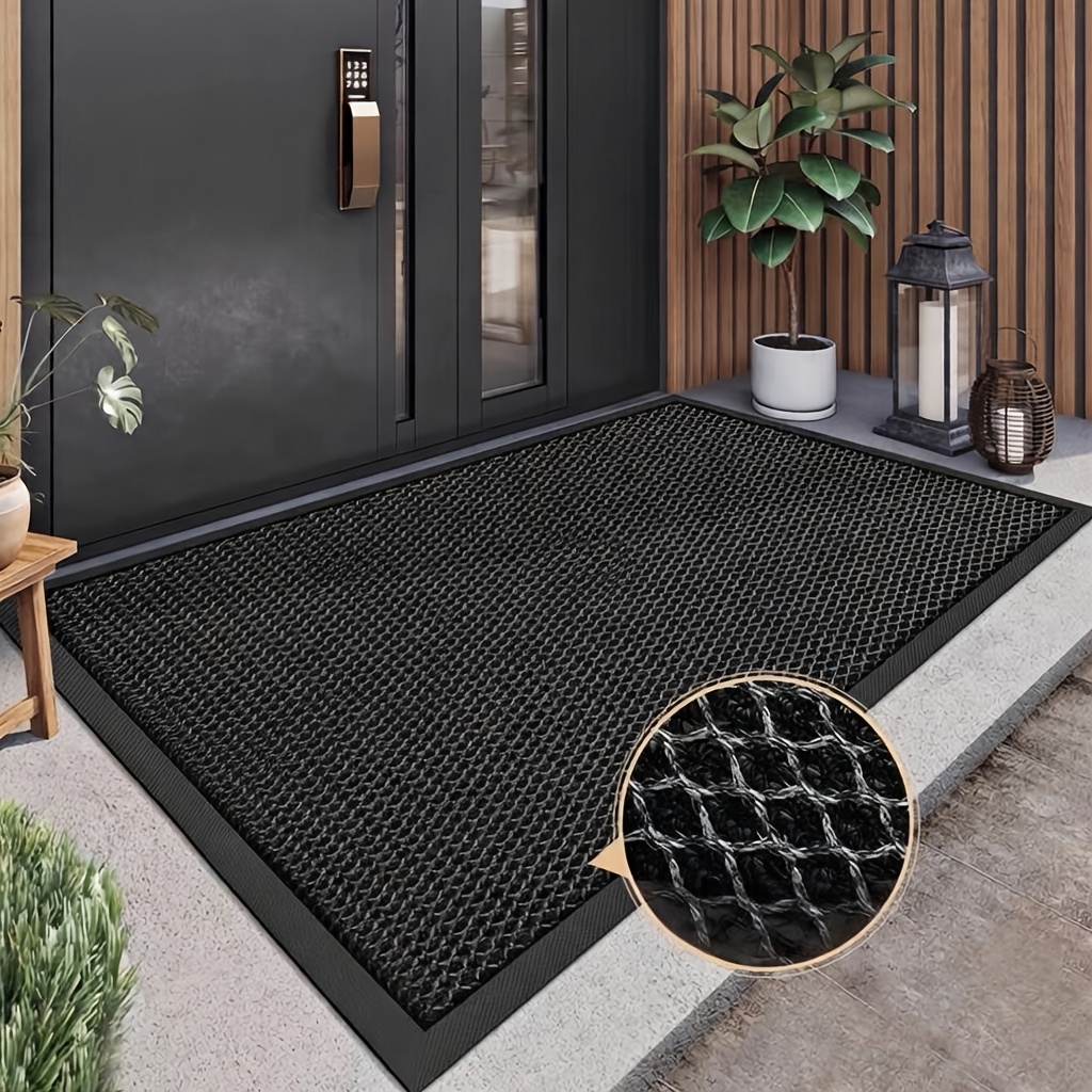 off 1pc premium entrance door mat machine washable front door rug natural rubber made yard mat 750g m2 polyester nylon 1 5kg m2 natural rubber base high density   christmas gift new year gift indoor outdoor use