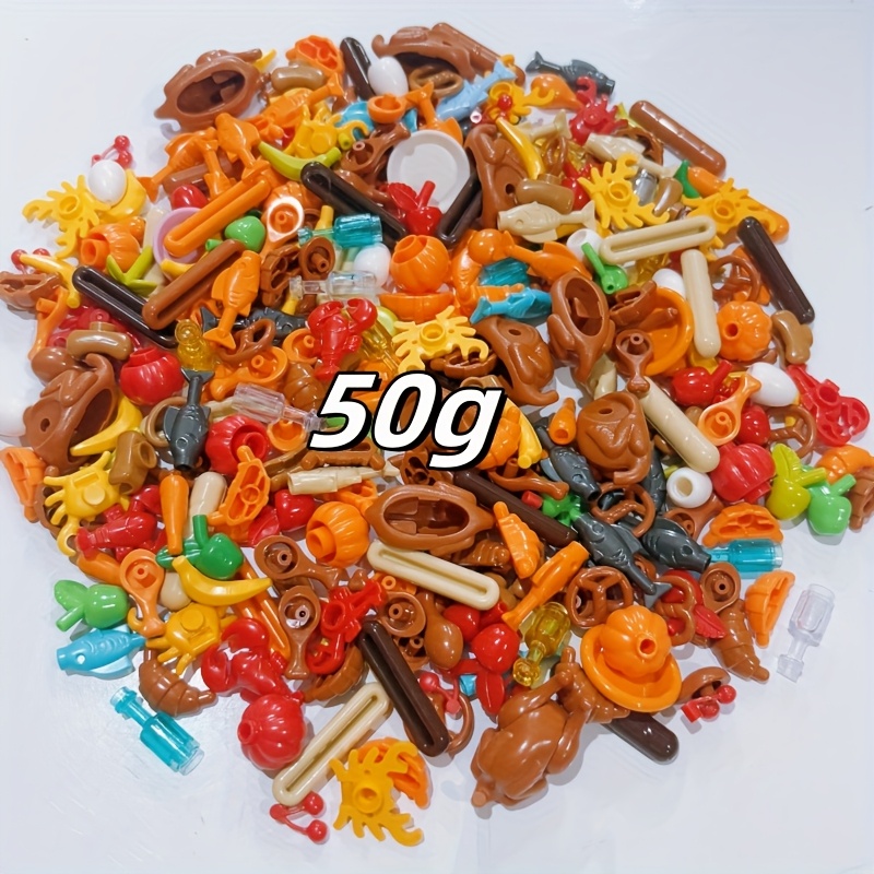 Image of 50g Building Blocks Roast Chicken, Hot Dog, Fruit And Seafood Fruits, Vegetables, Parts, Additions Toys For Decoration Scene Toys Gifts