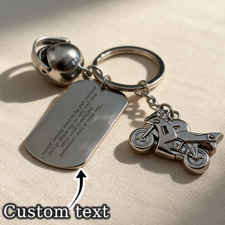 TEMU Llavero de moto personalizado, grabable, regalo para entusiastas de las motos, llavero de personalizado, llavero para hombre, colgante de