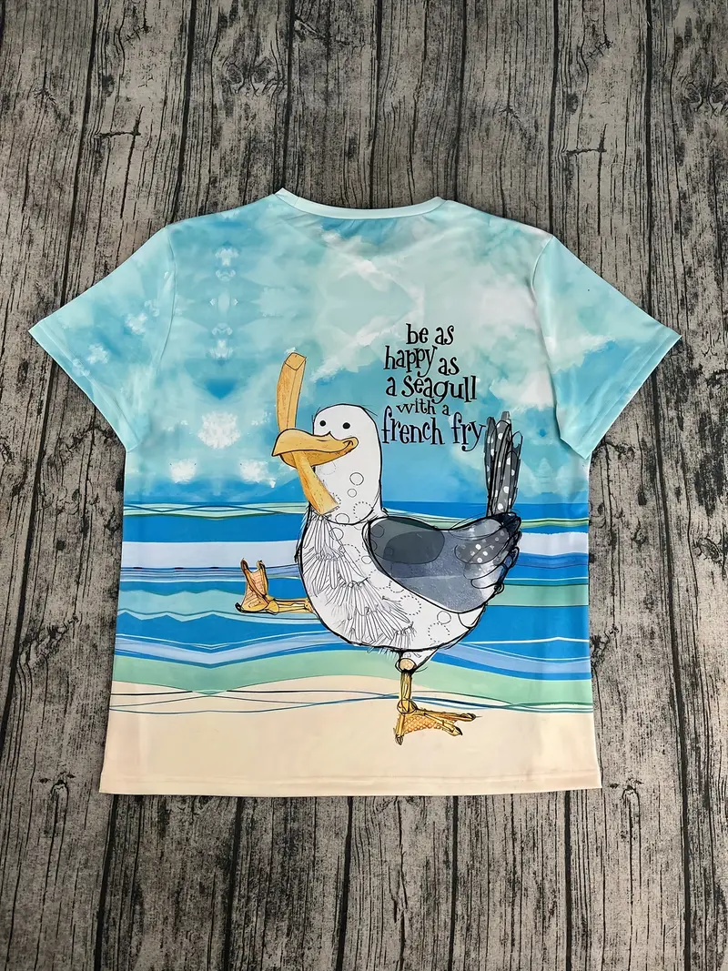 cozy womens elegant casual short sleeve crewneck t shirt duck print with fashion glasses french fry design breathable polyester 3 print machine washable spring t shirt casual attire graphic tee medium stretch fabric Product details 1