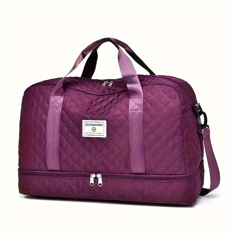 TEMU Luxurious Oversized Duffel Bag - Stylish & Durable With Compartment, Multi-functional Carry, Dry Wet & Handy Side Pockets For Travel & Gym