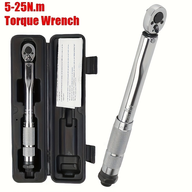 

5-25n.m Micrometer Car Motorbike Disassembly Tool Professional Adjustable Torque Wrench 1/4'' Drive Spanner Hand Tool 3/8 Adapter