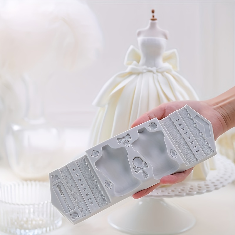 

Romantic 3d Silicone Wedding Dress Mold: Create Stunning Chocolate & Candy Designs, Lace Fondant Art, Kitchen Innovation For Baking Enthusiasts