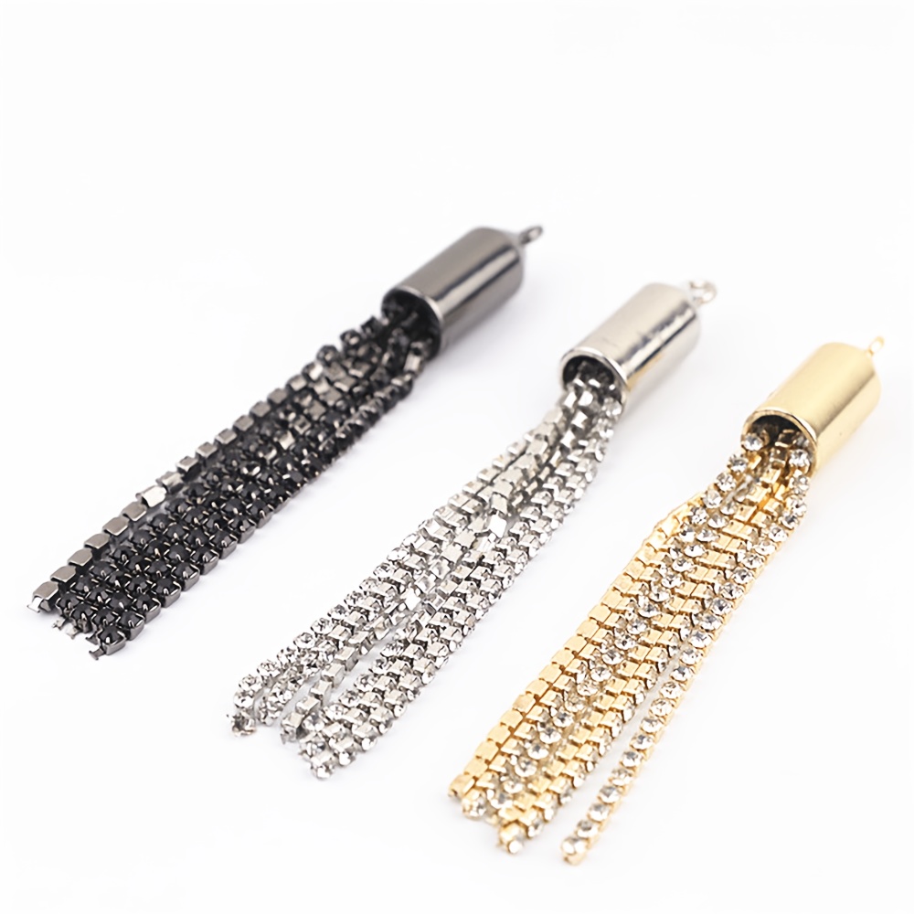 TEMU Set da 1/3 pezzi di accessori hardware per valigie con nappe a catena e strass, accessori decorativi metallici per borse, ciondolo a - Ciondolo