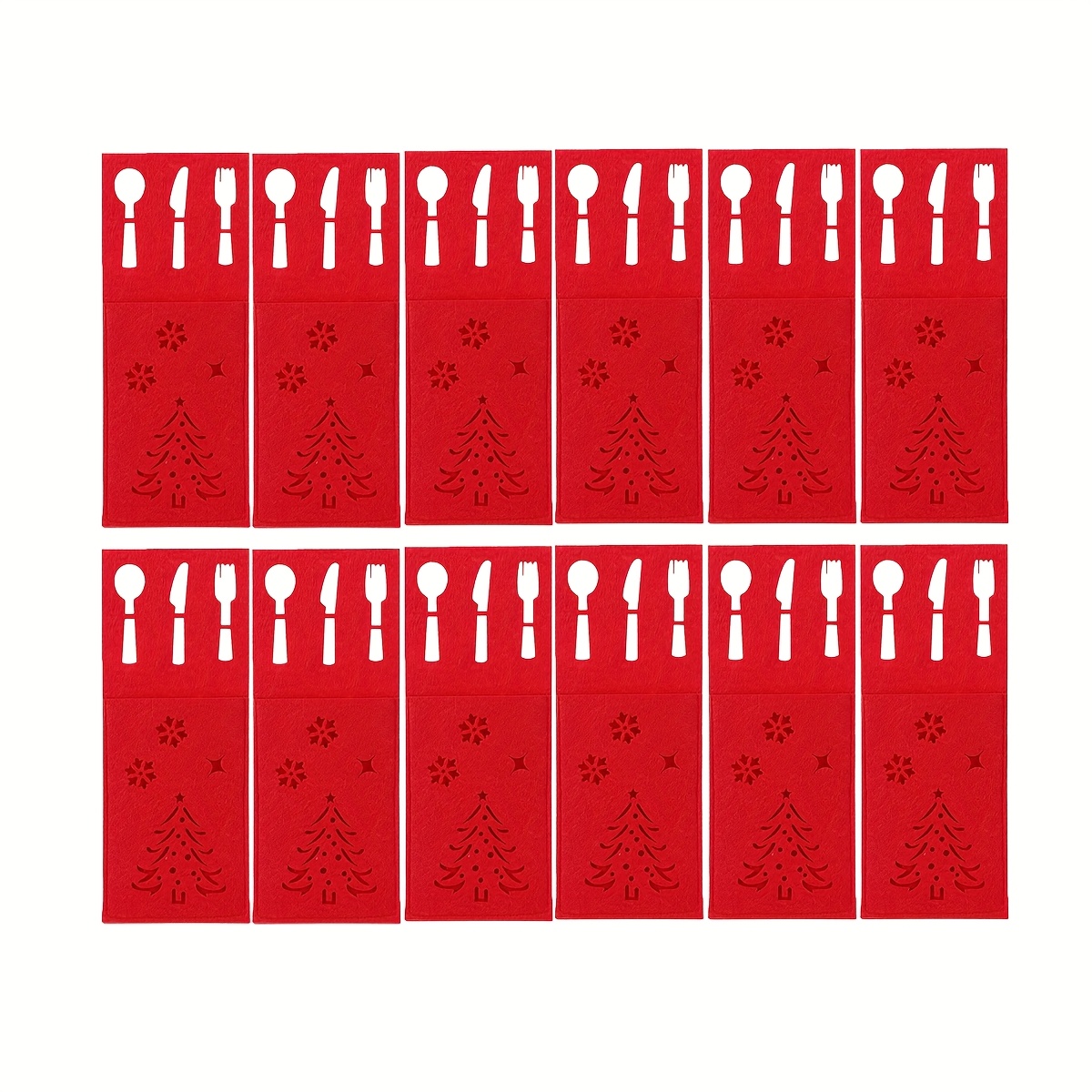 TEMU 4pcs/12pcs Christmas Table Felt Knife And Fork Bag, Christmas Party Tableware Set, Christmas Table Decorations