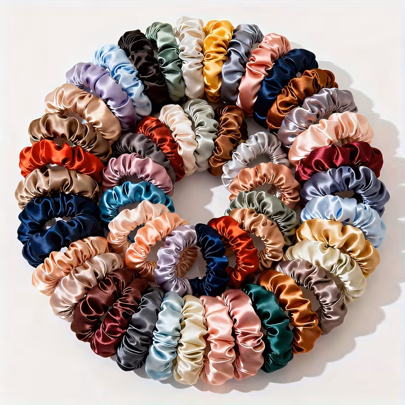 19pcs set non damaging thin scrunchies hair ties for women multi blondes brunettes bohemian minimalist stretchy elastics for ponytails buns braids gentle for fine hair bulk hair accessories gift 3