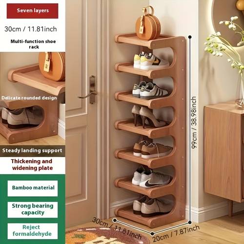 item picture 5 7 8 tier wooden shoe rack shoe organizer with rounded corners and sturdy build holds pairs tall narrow and space saving easy to assemble shoe storage shelf for nursery hallway small spaces ideal for christmas and halloween