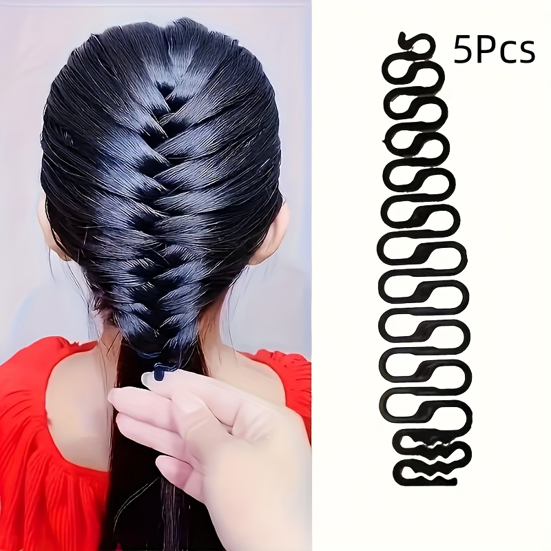5pcs Magic Hairstyle Tool Set - Fishbone, Ponytail And Bow-shaped Accessories, Durable Plastic, Suitable For Simple Styling Of All Hair Types