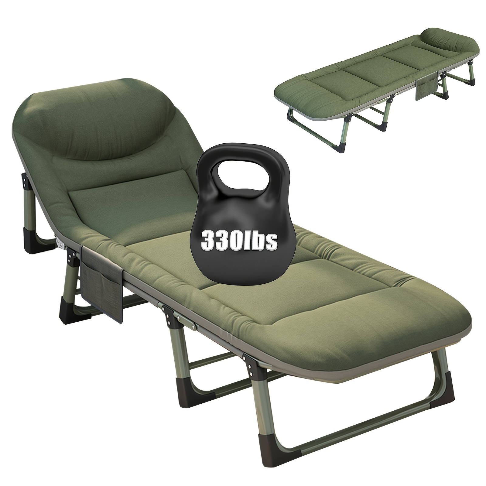 E-shop Tragbares Faltbett, Klappbett mit Matratze, robustes Faltbett mit stabilem Rahmen, zusammenklappbares Bett, das 330 lbs halten kann, tragbares
