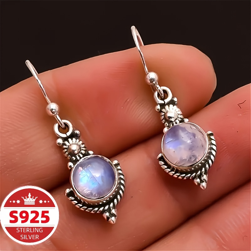 Image of S925 Sterling Silvery Women's Earrings, Retro Earrings Fashion Ear Hooks, Classic Everyday Jewelry Accessories, Women's Jewelry, Must-have For, Gift For , Christmas Valentine's Day Mother's Day Gift